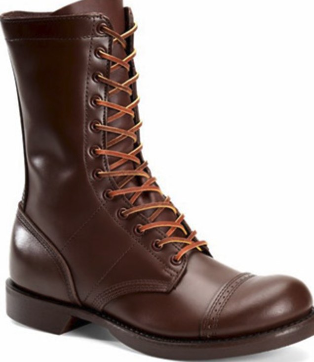 Corcoran brown leather lace-up cap-toe field boot on white background