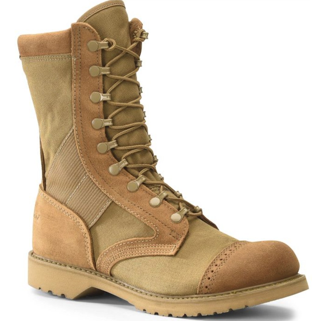 Corcoran coyote tan canvas and suede lace-up desert combat boot on white background